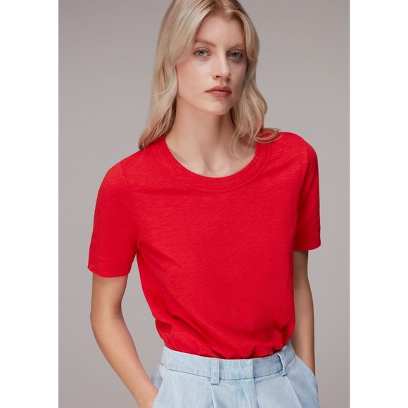 Whistles Rosa Double Trim T-Shirt - Picture 1 of 13